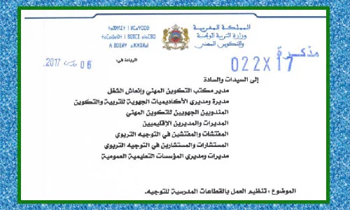 تنظيم العمل بالقطاعات المدرسية للتوجيه