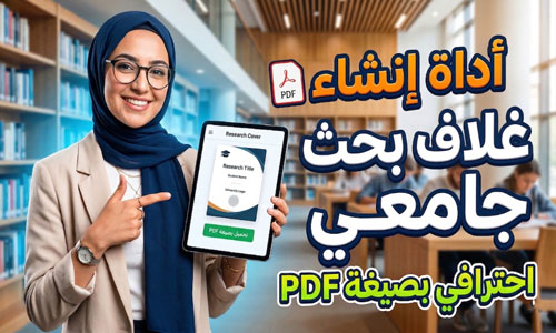 أداة تصميم غلاف واجهة بحث جامعي