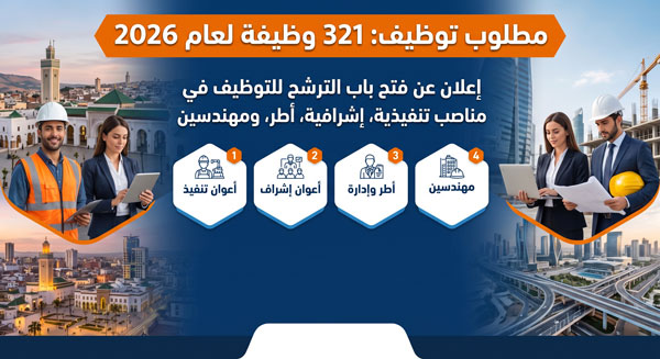 التسجيل في مباراة توظيف 321 أعوان تنفيذ واشراف وأطر ومهندسين 2026